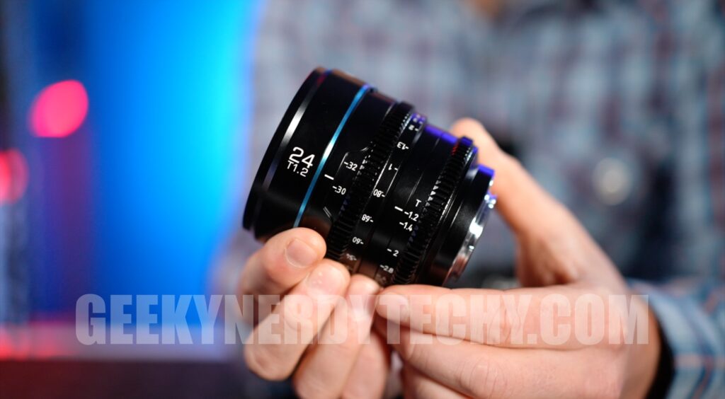 Sirui Nightwalker Cine Lens 24mm T1.2 Manual Focus and aperture ring